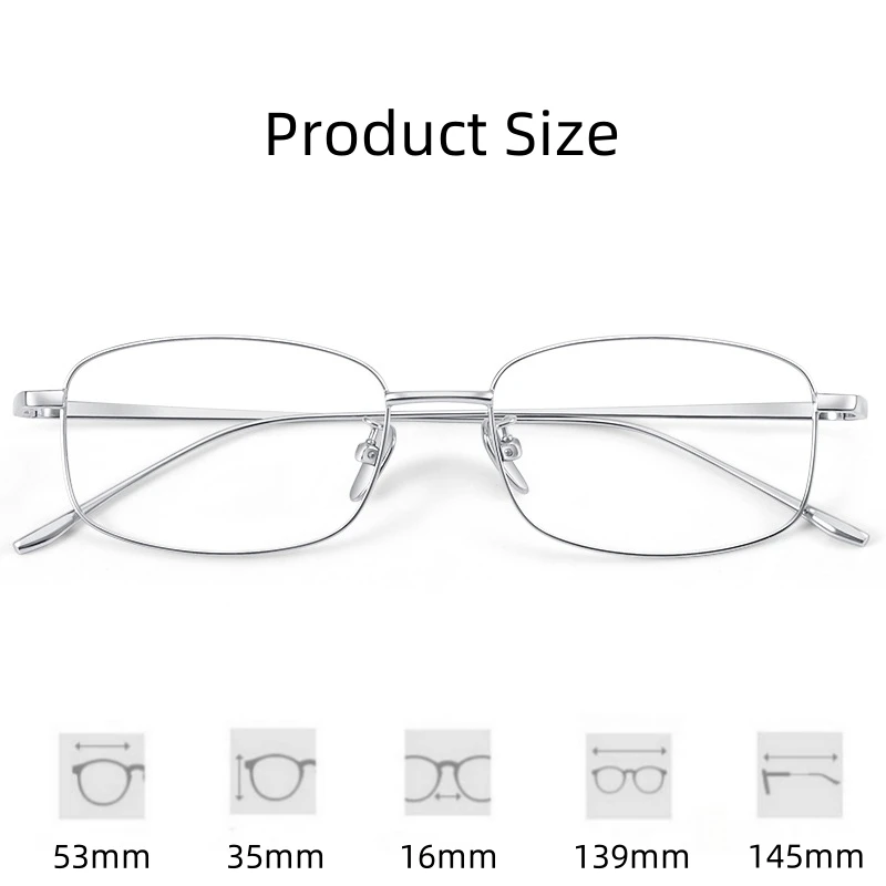 FIRADA Fashion Eyeglasses Vintage Luxury Pure Titanium Eyewear Square Optical Prescription Glasses Frame For Men Women 8027-C