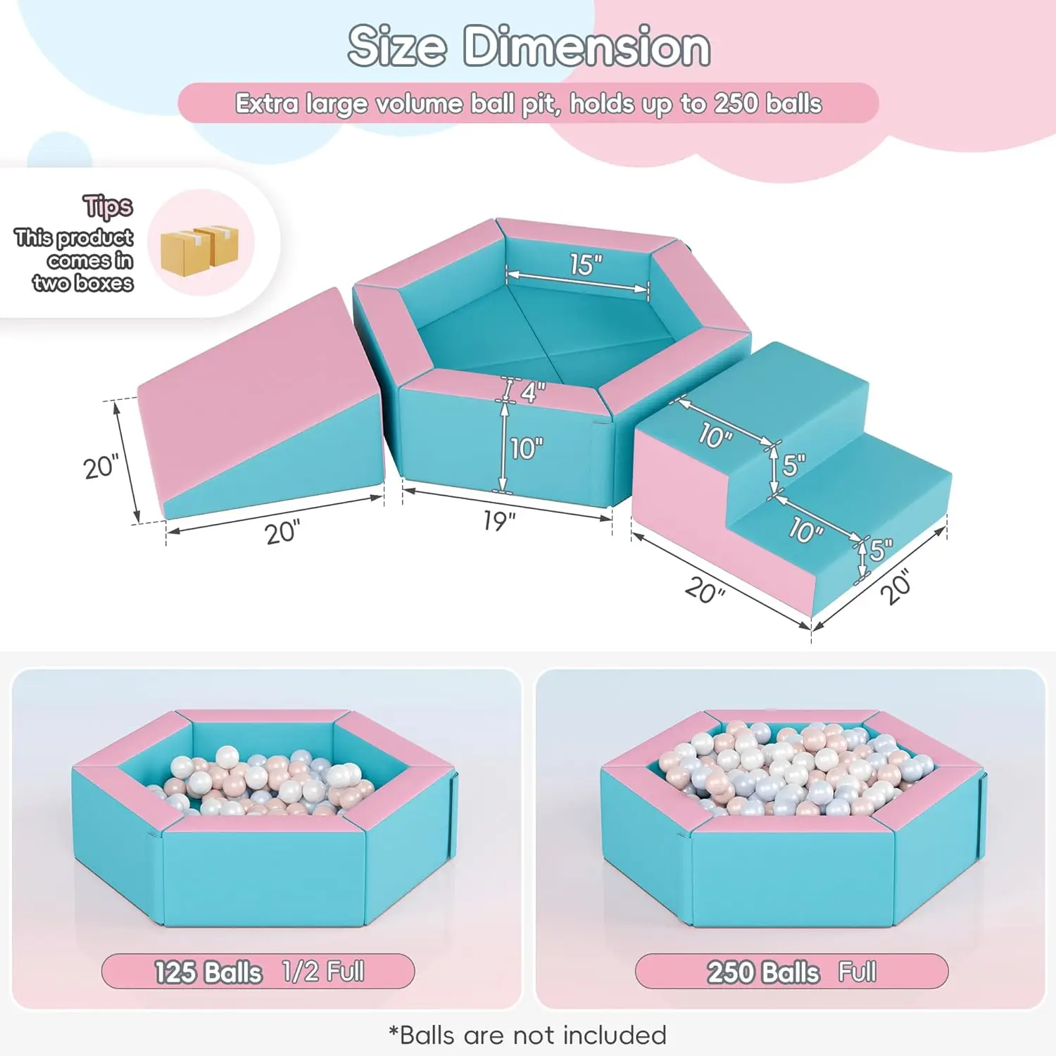 Foam Climbing Blocks for Girls Toddlers,Pink Soft Play Set Ball Pit,Climb & Crawl Foam Playset for Kids, Toddler Climber Indoor