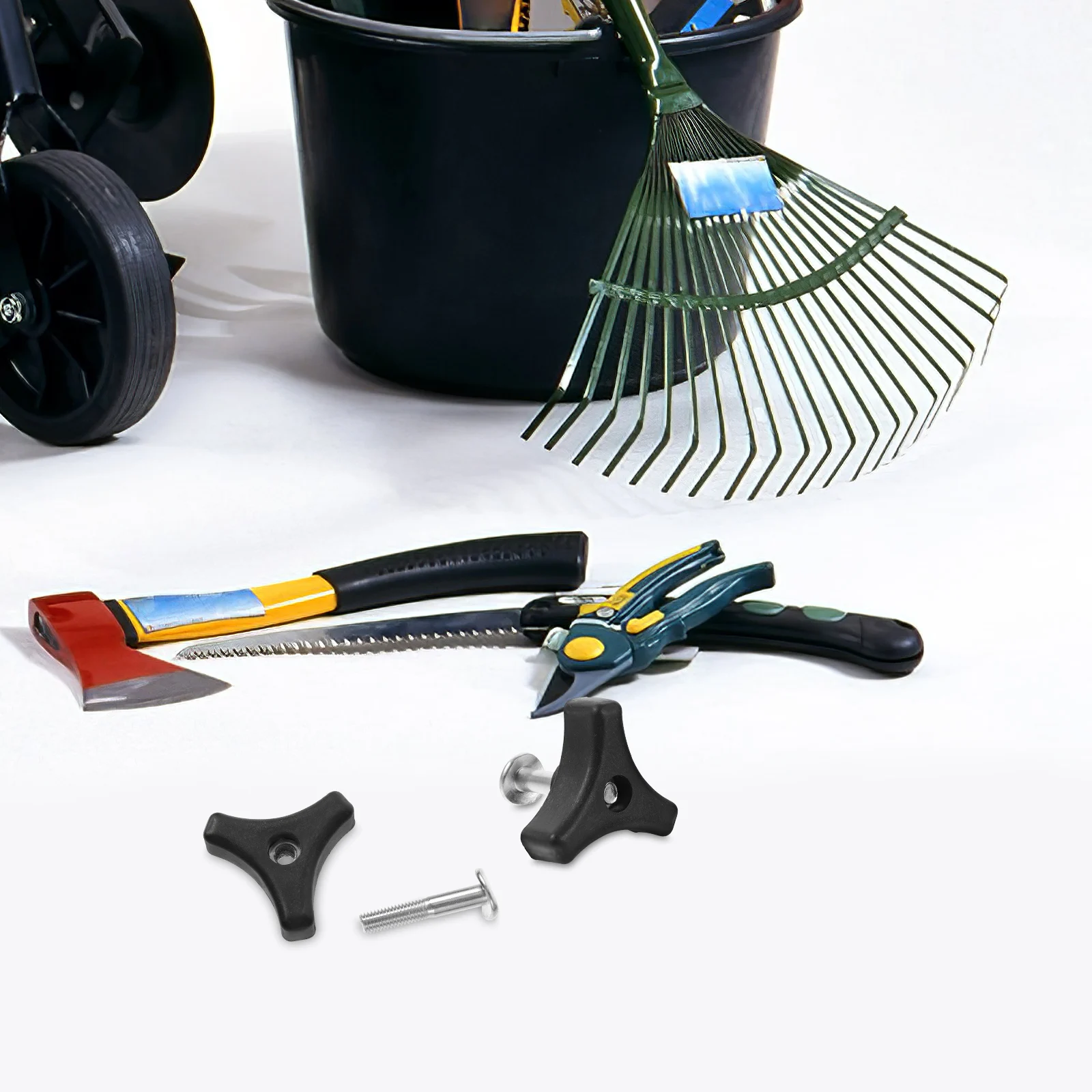 

4 Sets Triangle Knob Handle Lawnmower Parts 5cm Screw Iron ABS Garden Tools Mower Machine Universal Replacement