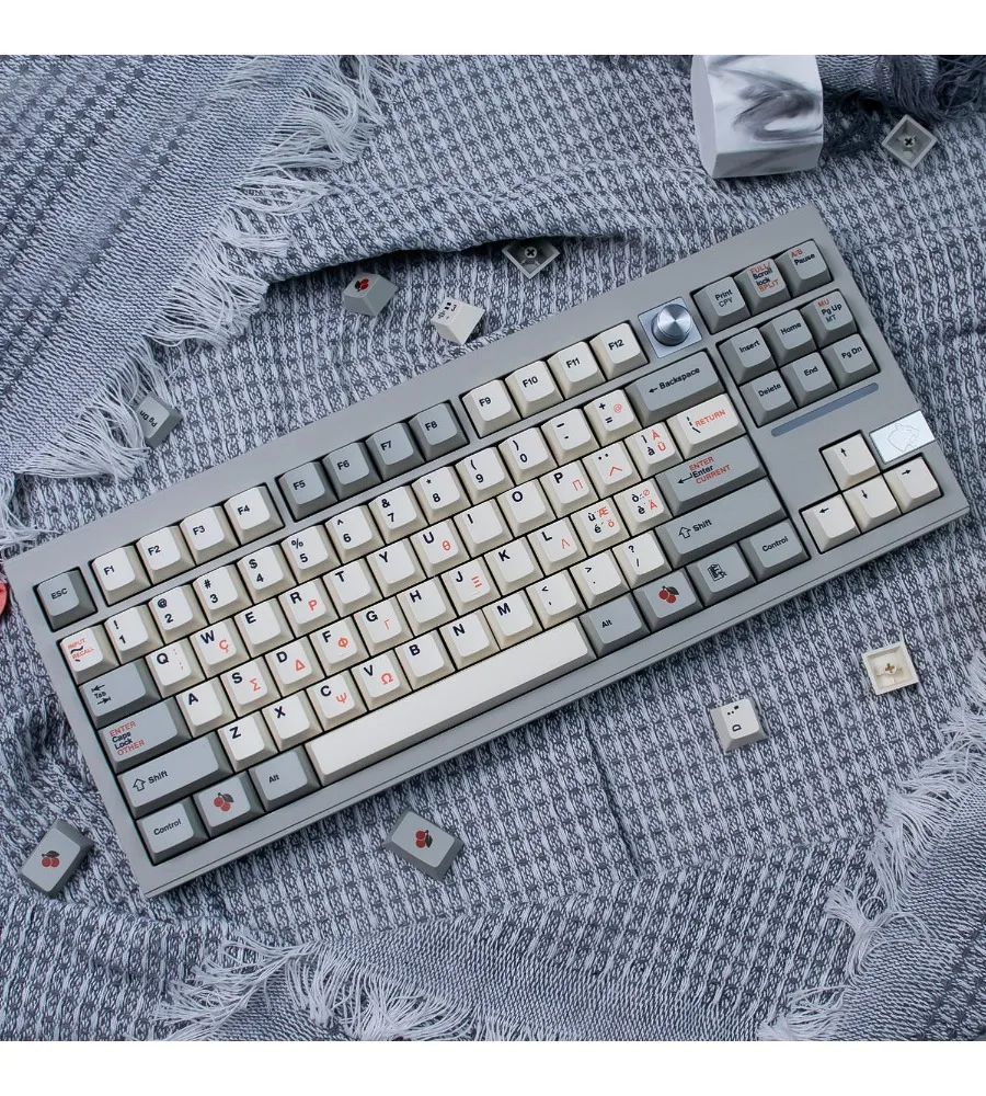 

Greek/striped/black large letter mechanical keyboard keycaps 142-key PBT sublimated cherry original factory