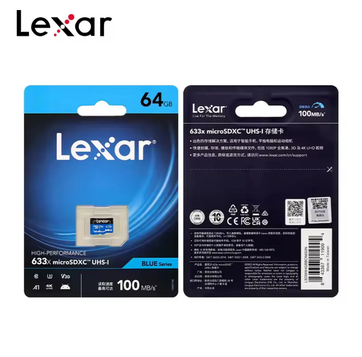 Lexar MicroSD 633x Flash Memory Card 512GB 256GB MicroSDXC V30 64GB 128GB A1 MicroSDHC 32GB TF Card Storage Card For Phone