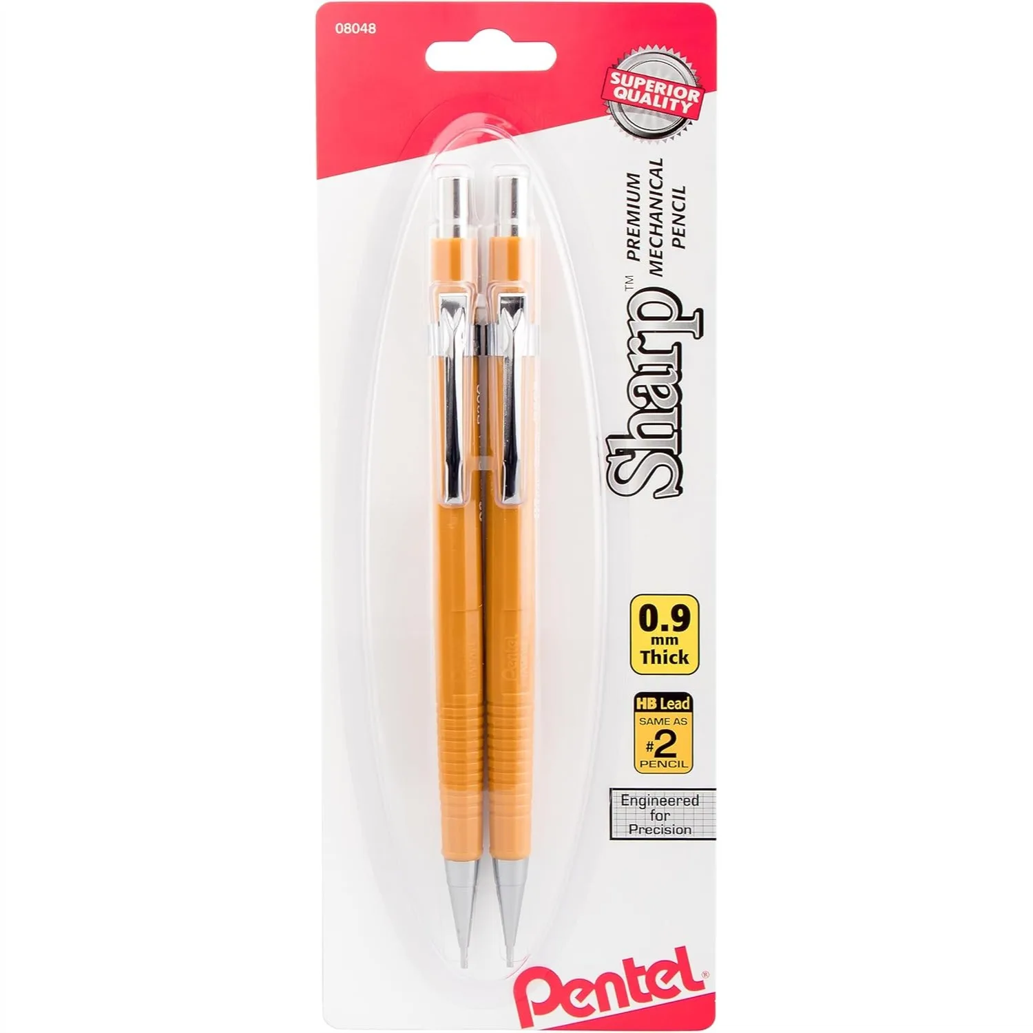 

0.9mm Mechanical Pencil for Drafting with Metallic Grip, 2-Pack