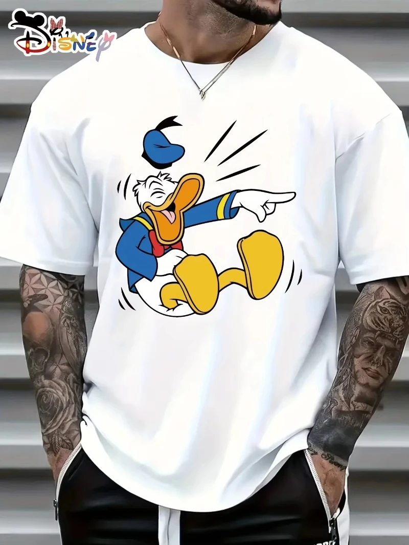 

Donald Duck Cartoon Printed Cotton T-shirt 2026 Summer New Street Trend Casual Loose Short Sleeved Top Men Women Children Simple