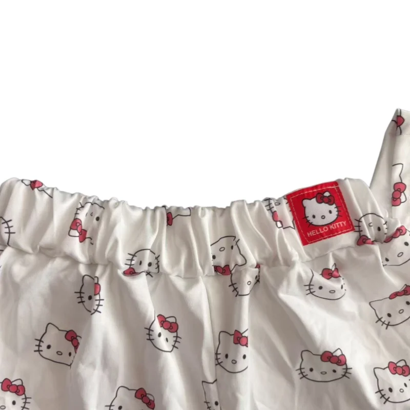 Summer Y2K Hello Kitty Pajamas Sanrio Anime Cute Girl Suspender Shorts Printing Set Leisure Household Clothes Student Nightwear view 4