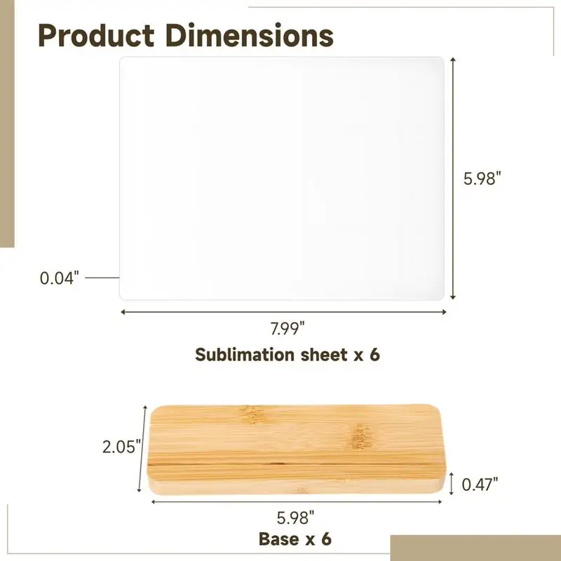 6 szt. Aluminiowych półfabrykatów sublimacyjnych z 6 drewnianymi stojakami 7.99X5.98 cali fototapety do dekoracja biurowa domowego