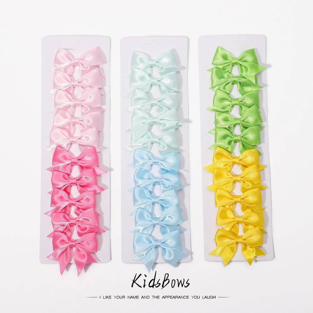 10Pcs/Set Solid Color Kids Bows Hair Clips Girls Simple Hairpins Cute Small Hairclips Lovely Children Hair Accessories Wholesale