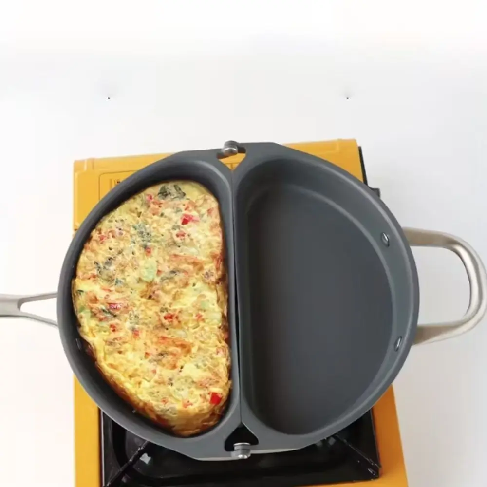 

Multi-functional Non-stick Folding Double-sided Frying Pan Fast Heat Aluminum Camping Frying Pan Lightweight Omelette Pan Travel