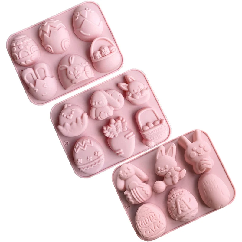 1pc 2024 Easter Bunny Silicone Mold 3D Egg Chocolate Mould Jelly Pudding Cute Rabbit Shape Easter Party Cake Decorating Tool
