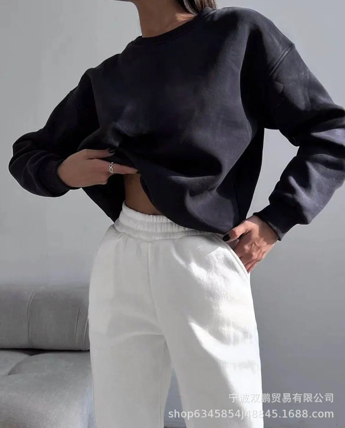 Pullover Loose Fit Hoodie Casual with Crew Neck Long Sleeve Standard Length Single Pullover Closure Japanese Korean Women Hoodie