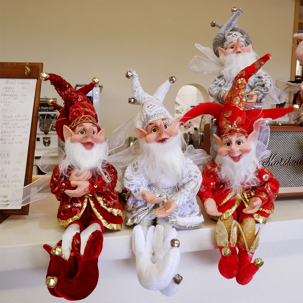 

2024 Christmas Decoration 50cm Elf Doll Toy Hanging Standing Decor Navidad Pendant Ornaments For Home New Year Gift For Kids