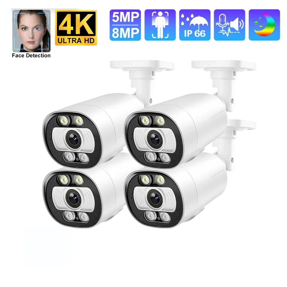 5MP H.265 2K Ai POE Telecamera Audio bidirezionale Humen Rileva visione notturna a colori Telecamera esterna per kit di sistemi di sorveglianza CCTV