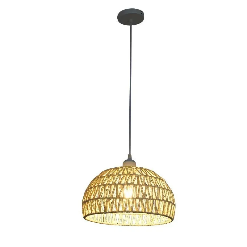 

Japanese-style log cream wind rattan chandelier, restaurant bar lamp, retro homestay bedroom balcony rattan weaving lamp