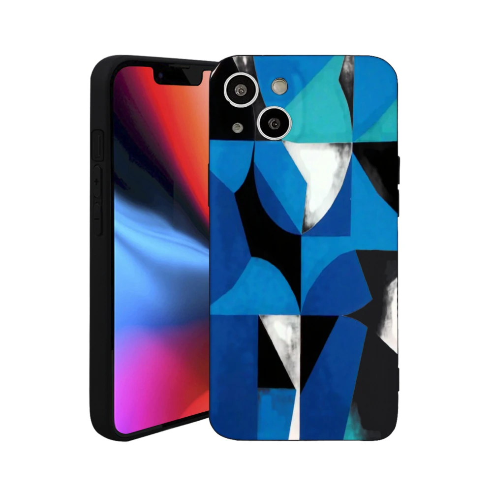 

Abstract Art Phone Case Geometric Blue Pattern Matte Finish For iPhone Users 1 Piece