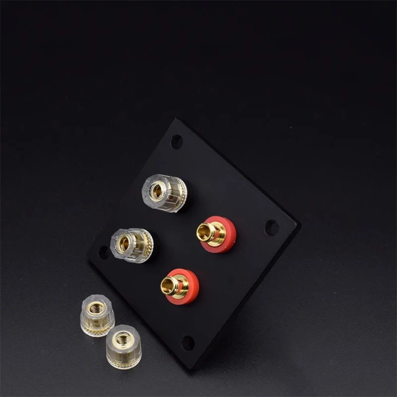 Square Speaker Terminal Binding Post Block Black Acrylic Junction Plate For Hifi DIY Home Sound Audio System 2 Position 57×57mm