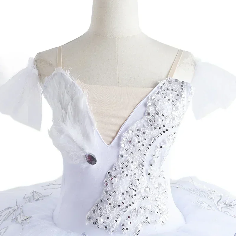 Weißer Ballett-Tutu-Rock für Kinder, Schwanensee-Kostüme, Kinder, Bauchtanz-Kleidung, Bühnenkleid