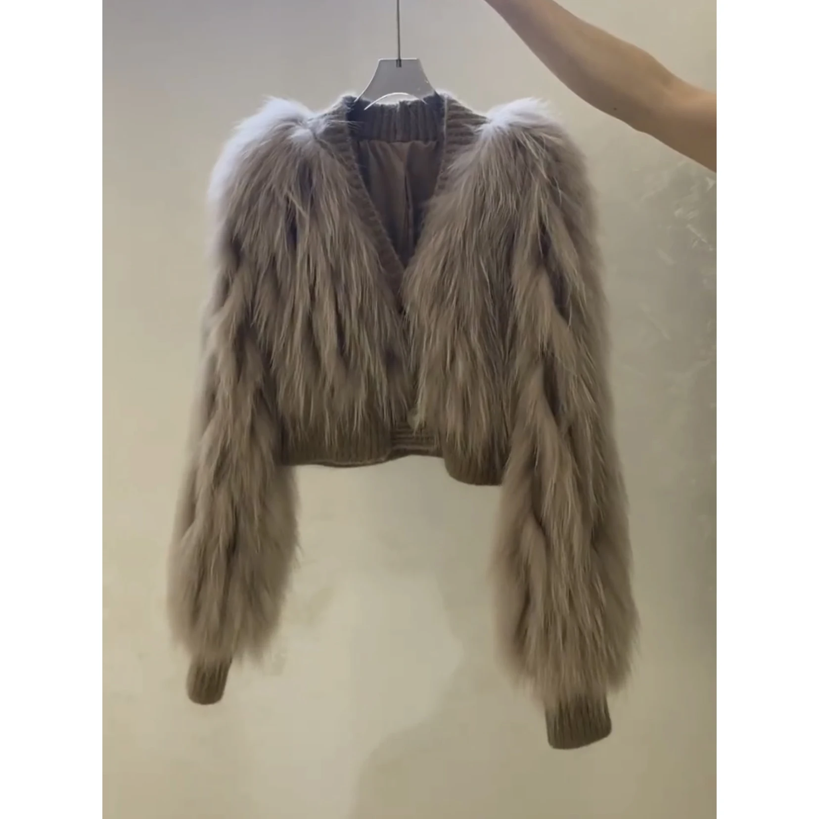 2025 الملابس النسائية خياطة تقليد الثعلب الفراء الفراء الخامس الرقبة معطف شتاء جديد 1116 #2