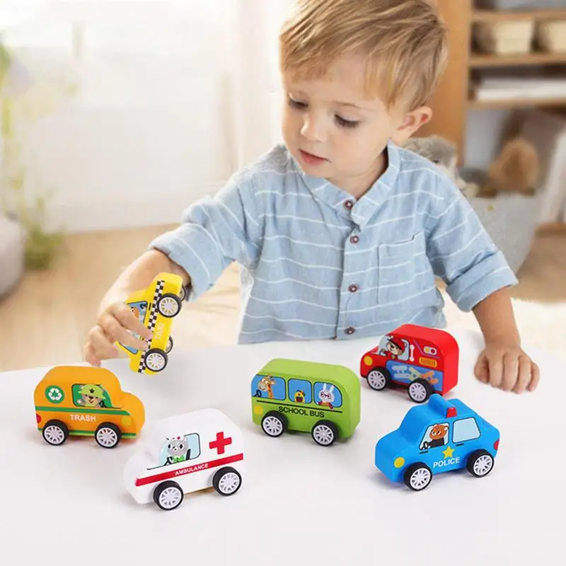 Pull Back Toy Car Vehicle Set Truck Model 6pcs Pull Back Car Toys Kids Interactive Toy Push And Go Car Toys Pretend Play Car For