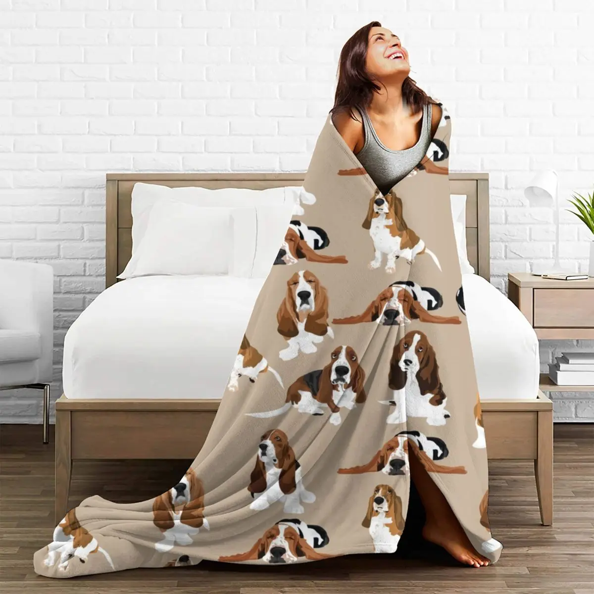 Basset Hound Super Warm Blanket Brown Dog Animal Camping Throw Blanket Winter Colorful Design Flannel Bedspread Sofa Bed Cover