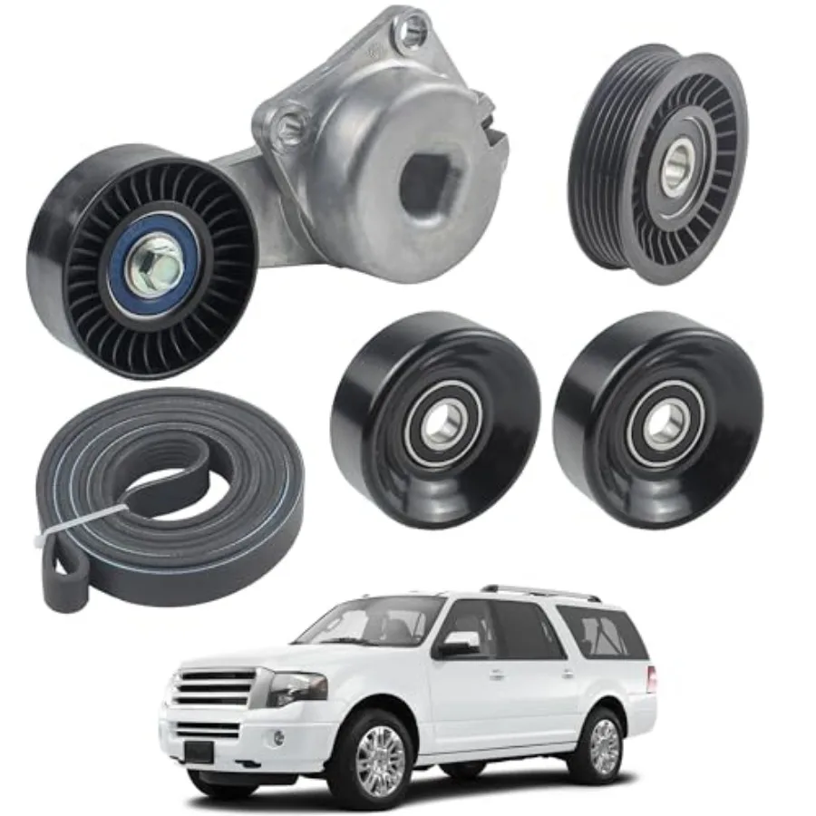 

Engine Serpentine Belt Drive Tensioner Pulley Component Kit Compatible with 2005-2014 Ford F-150 F-250 F-350 Explorer Explorer