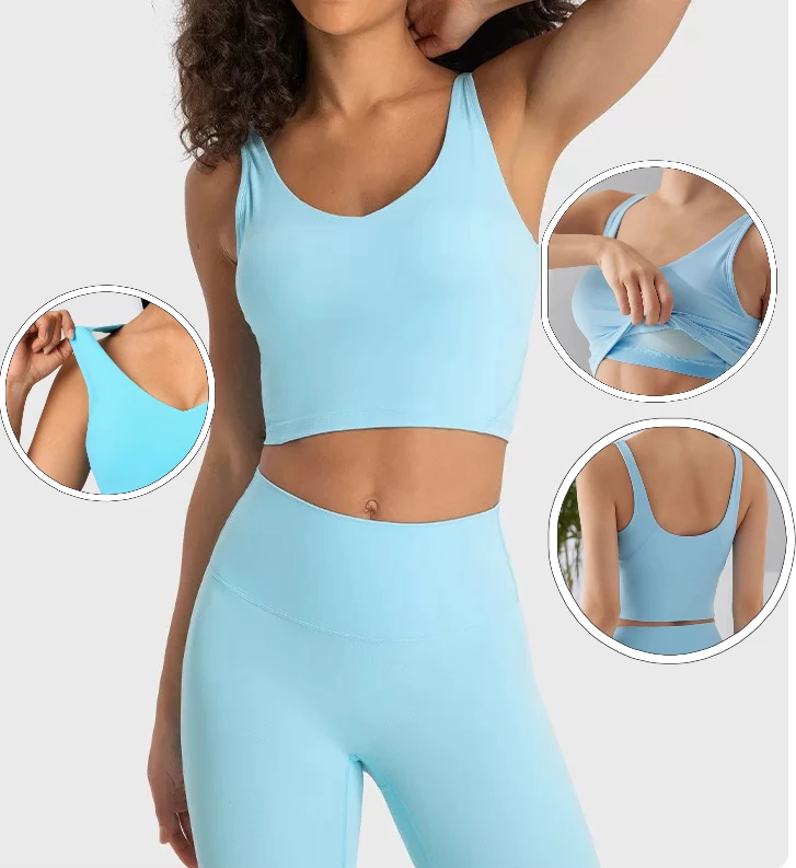 

Women's Support Sports Bra U Back Vest with Naked Feel Comfort Sweat Wicking Absorbing Push Up for Workout Yoga Slim Fit Top