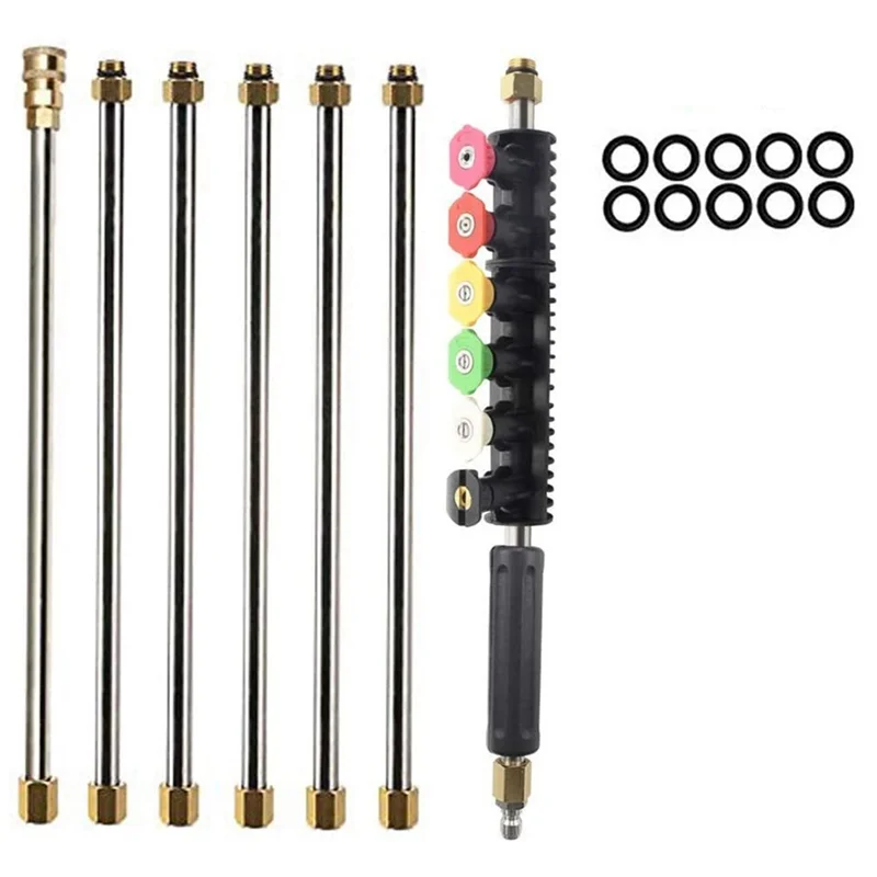 

B-Est 10FT Gutter Cleaning Tool Pressure Washer Extension Wand With 6 Nozzle Tips,1/4In Quick Connect,Power Washer Parts