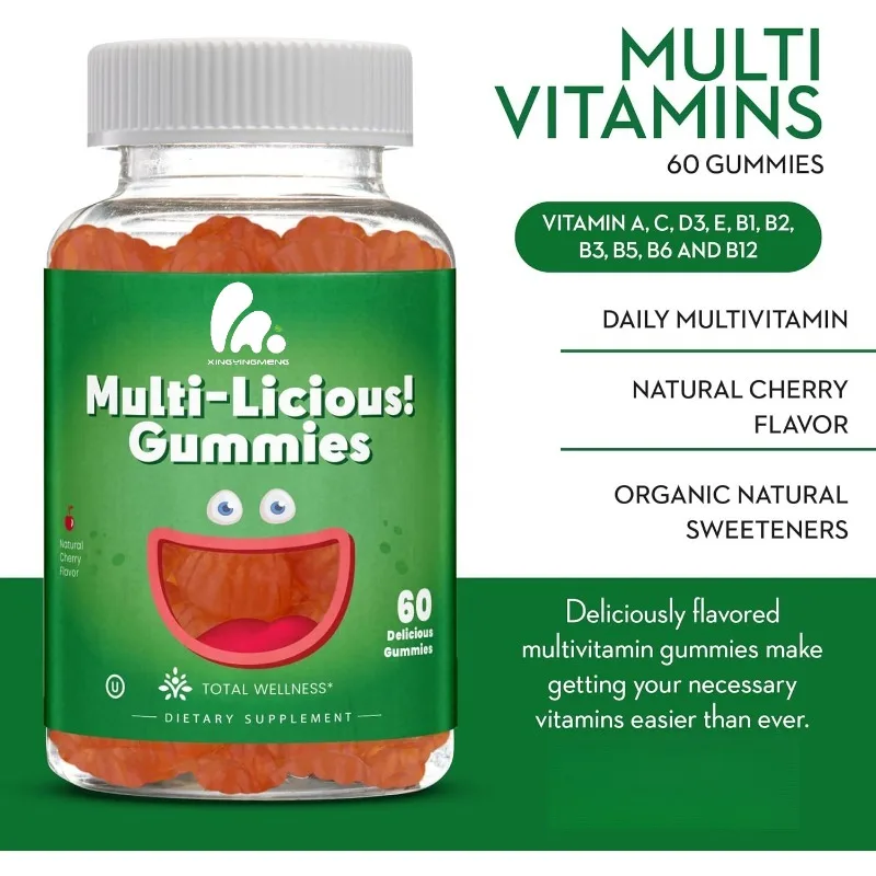 

Multi vitamin 60 gummies daily for adults and children - cherry flavored gummies with multiple vitamins