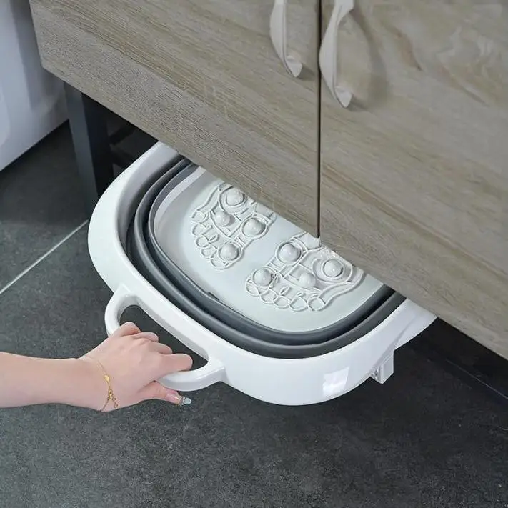 دلو قدم قابل للطي حوض قدم منزلي حوض قدم بلاستيكي دلو محمول عالي الجودة #4