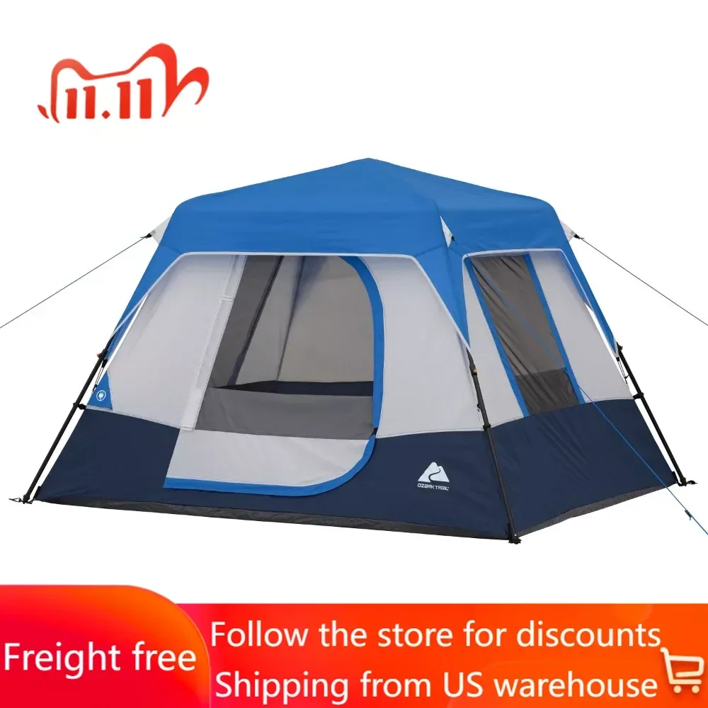 

4-Person Instant Cabin Tent With LED Lighted Hub Camping Supplies Freight Free Nature Hike Travel Equipment Tents Shelters