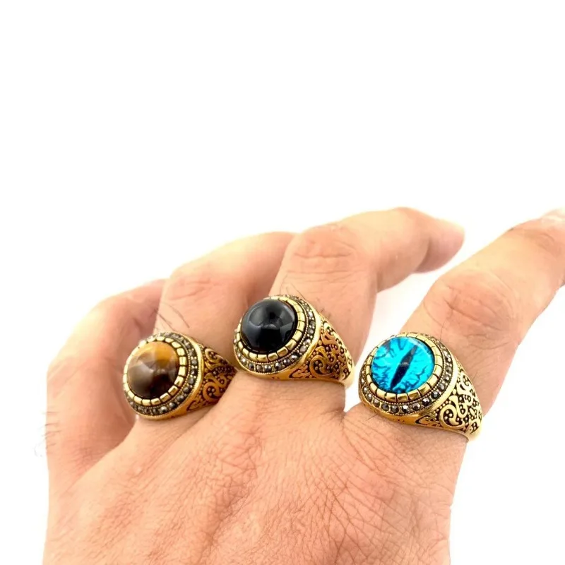 

Stainless Steel Natural Tiger Eye Rings for Men Women Gift Flower Shaped Antique Finger Ring Fashion Jewelry Factory Wholesale