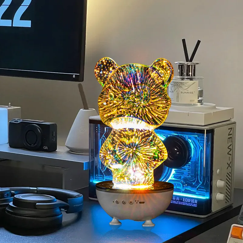 

Красочные меняющиеся RGB огни Медведь Ночник Спальня Настольная лампа Прикроватная тумбочка Декор Домашние окружающие лампы Товары для дня рождения