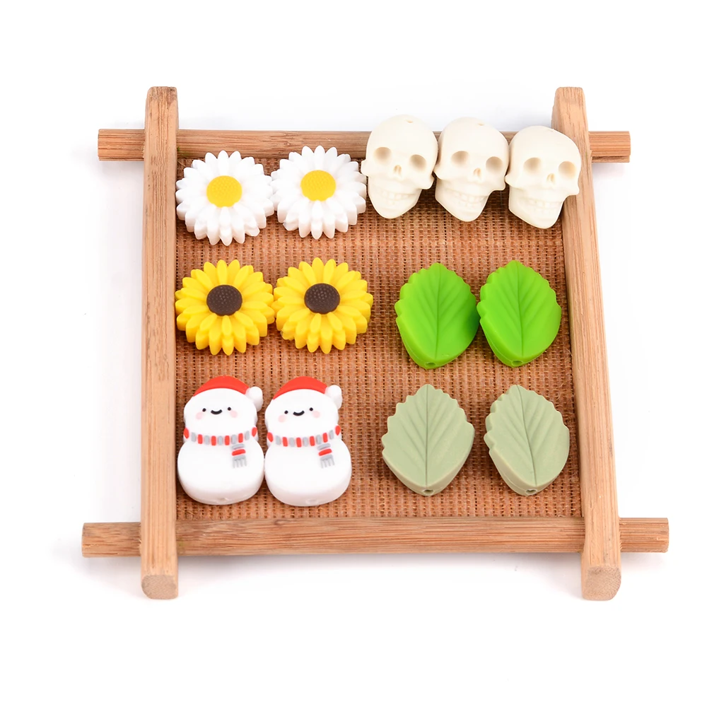 LOFCA 50pcs/lot Silicone 9mm Tie Dye Loose Teether Beads Baby Toy Teether Chew BPA Free Food Grade DIY Jewelry Necklace Making