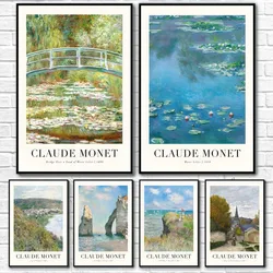 Claude Monet Retro Classic Oil Art Wildflower Poster Sticky Wall Art Printing Waterproof Home Living Bed Room Bar Aesthetic Deco