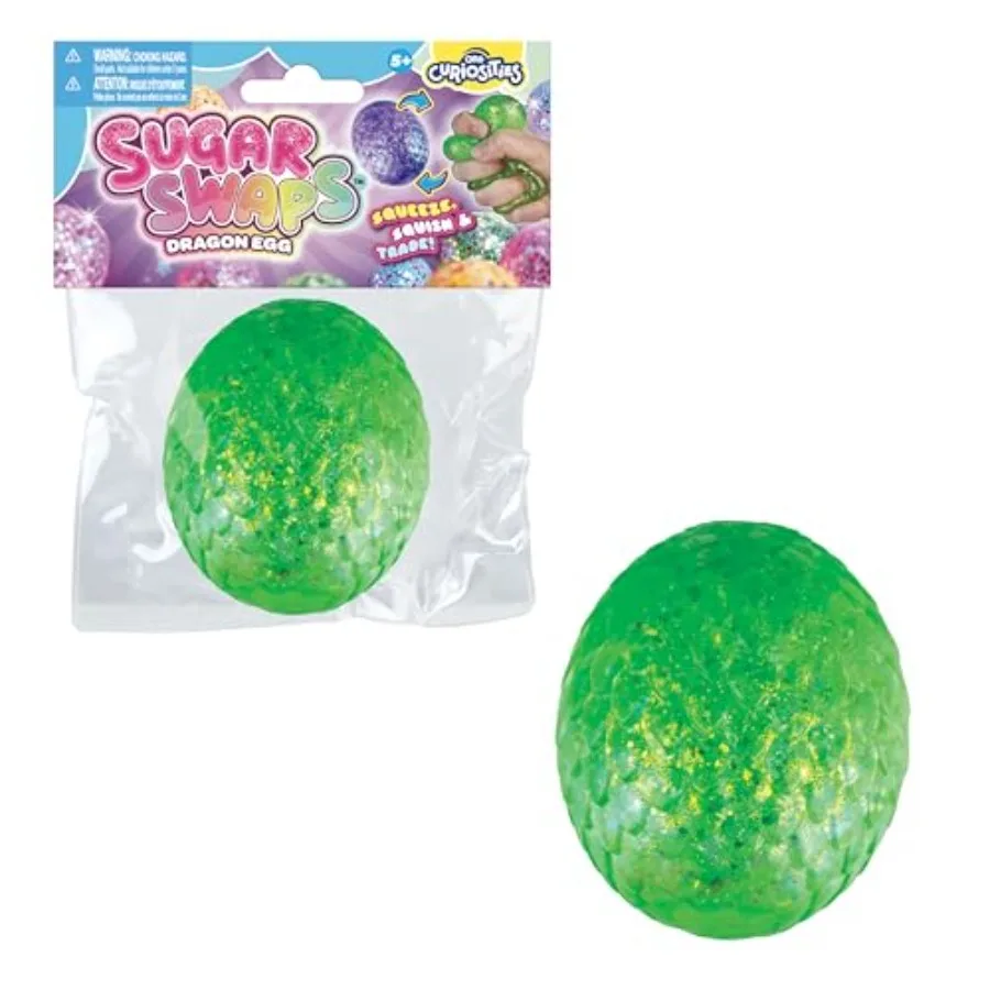 

ORB Sugar Swaps Green Squishy Dragon Egg Toy - Sparkling Green Scaled Dragon Egg Squishy Toy to Stretch, Squeeze, Collect, Trad