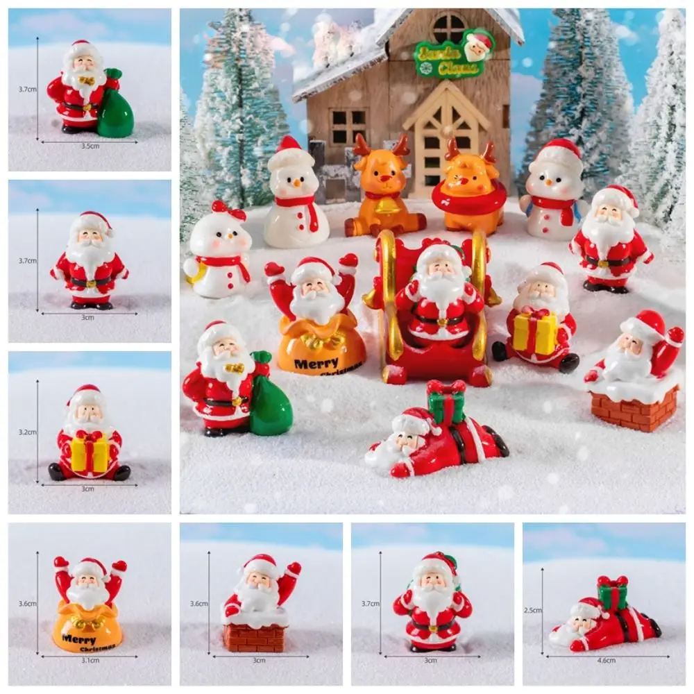 Fashion Resin Christmas Miniature Cartoon New Year Decorations Garden Flower Pot Ornament Table Dollhouse Santa Claus Figurines