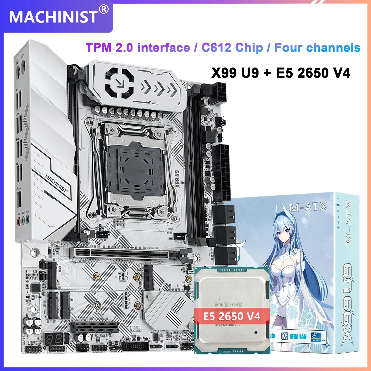 MACHINIST X99 Motherboard Kit Set With Xeon E5 2650 V4 Or E5 2680 V4 LGA 2011-3 CPU Support DDR4 RAM TPM2.0 NVME M.2 C612 Chip
