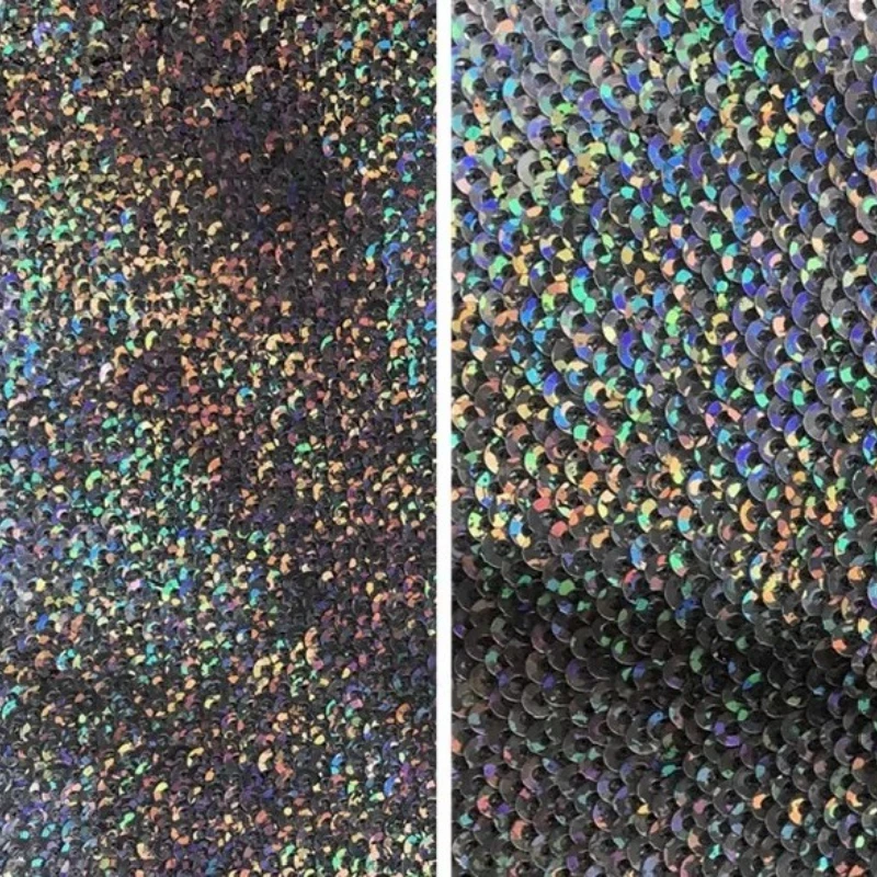 

Faux Leather Fabric In The Meter,Silver Iridescent Laser Sequin,Tablecloth,Wedding Gown fFabrics For Sewing AC015