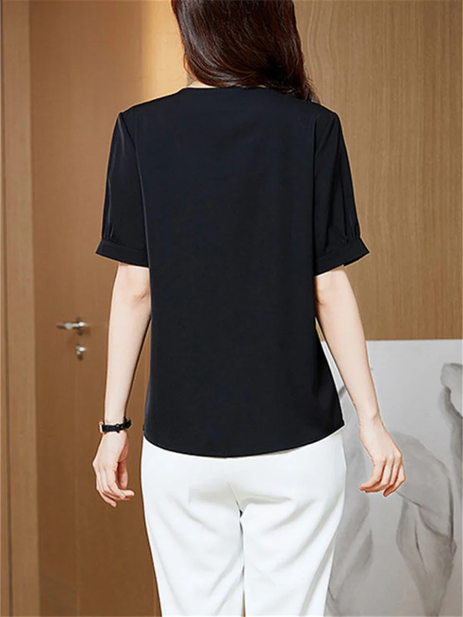 4XL Women Spring Summer Blouses Shirts Lady Fashion Casual Short Sleeve O-Neck Collar Printing Blusas Tops G2068