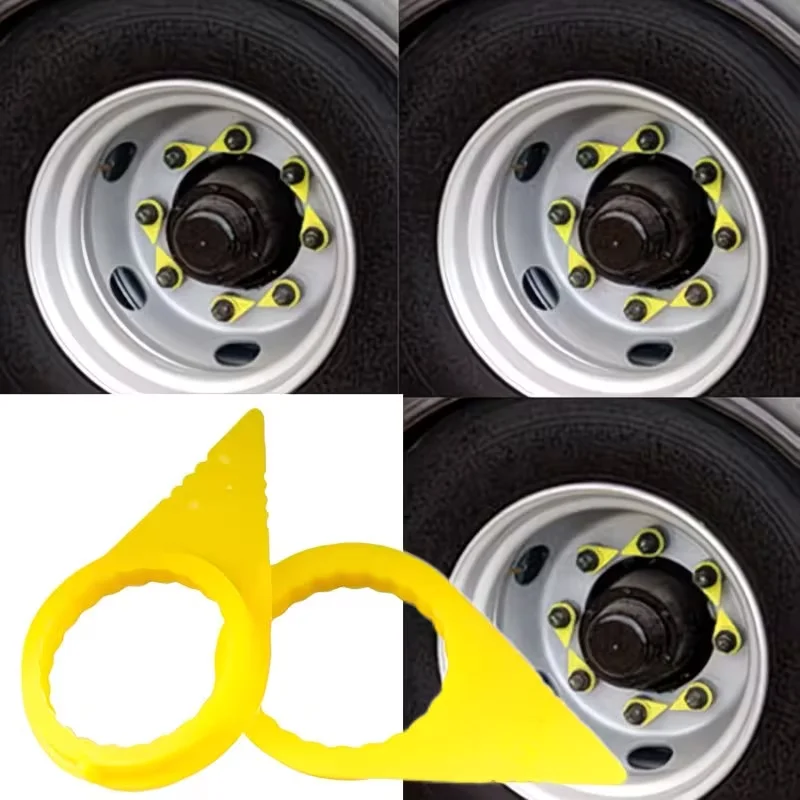 50pcs 32mm Tire Nut Indicator - Easy-To-Use Automotive And Truck Hub Bolt Loosening Detector Yellow Plastic Tire Nut Indicator ﻿