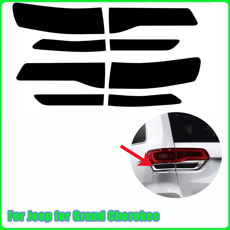 

8PCS Car Rear Tail Light Tint Overlay Vinyl Light Cover Decal for Jeep for Grand Cherokee 2014-2019 Car Accessories