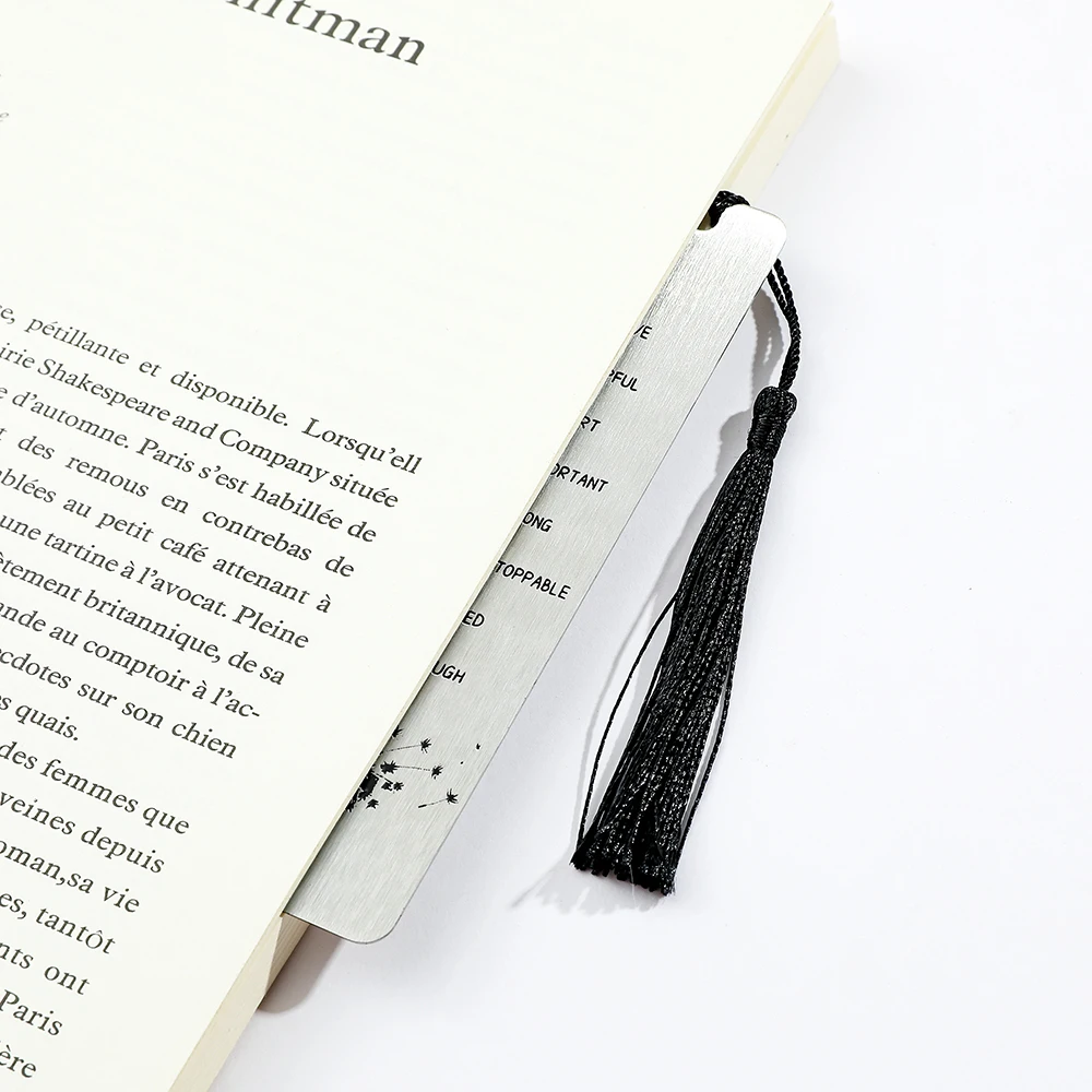 Believe in yourself, inspirational female text stainless steel tassel bookmark, ideal reading gift for book lovers and bookworms