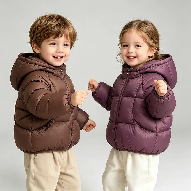 Neue Daunenjacke im koreanischen Stil für Babys von 2-6 Jahren, Winterjacke für Mädchen, Babykleidung für Jungen, leichte warme Baumwolljacke mit Kapuze. – Detail 3