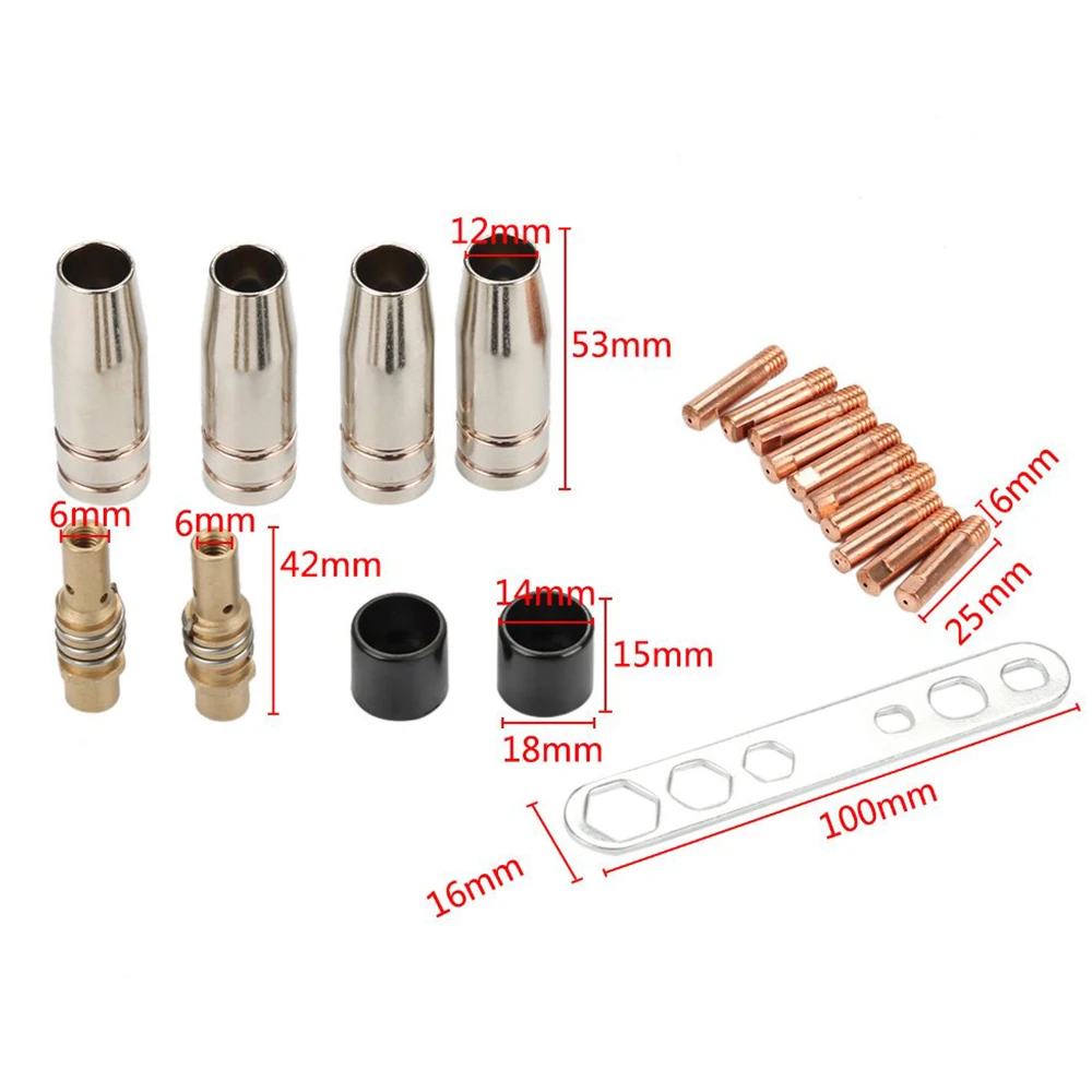 19Pcs Nozzle Kontak Dudukan Ujung untuk Mig Welder Obor Kontak Semi Otomatis Las Alat Aksesori Cocok untuk 15AK Las