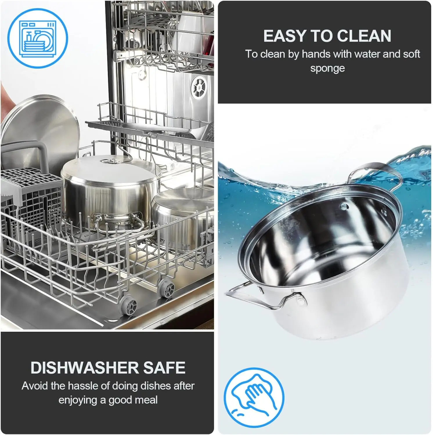 طقم أواني طهي من الفولاذ المقاوم للصدأ مكون من 15 قطعة: طقم مقلاة غير لاصقة، مقلاة، وعاء مطهي، ووك متعدد الوظائف، أنيق، طقم أواني طهي خارجية #5