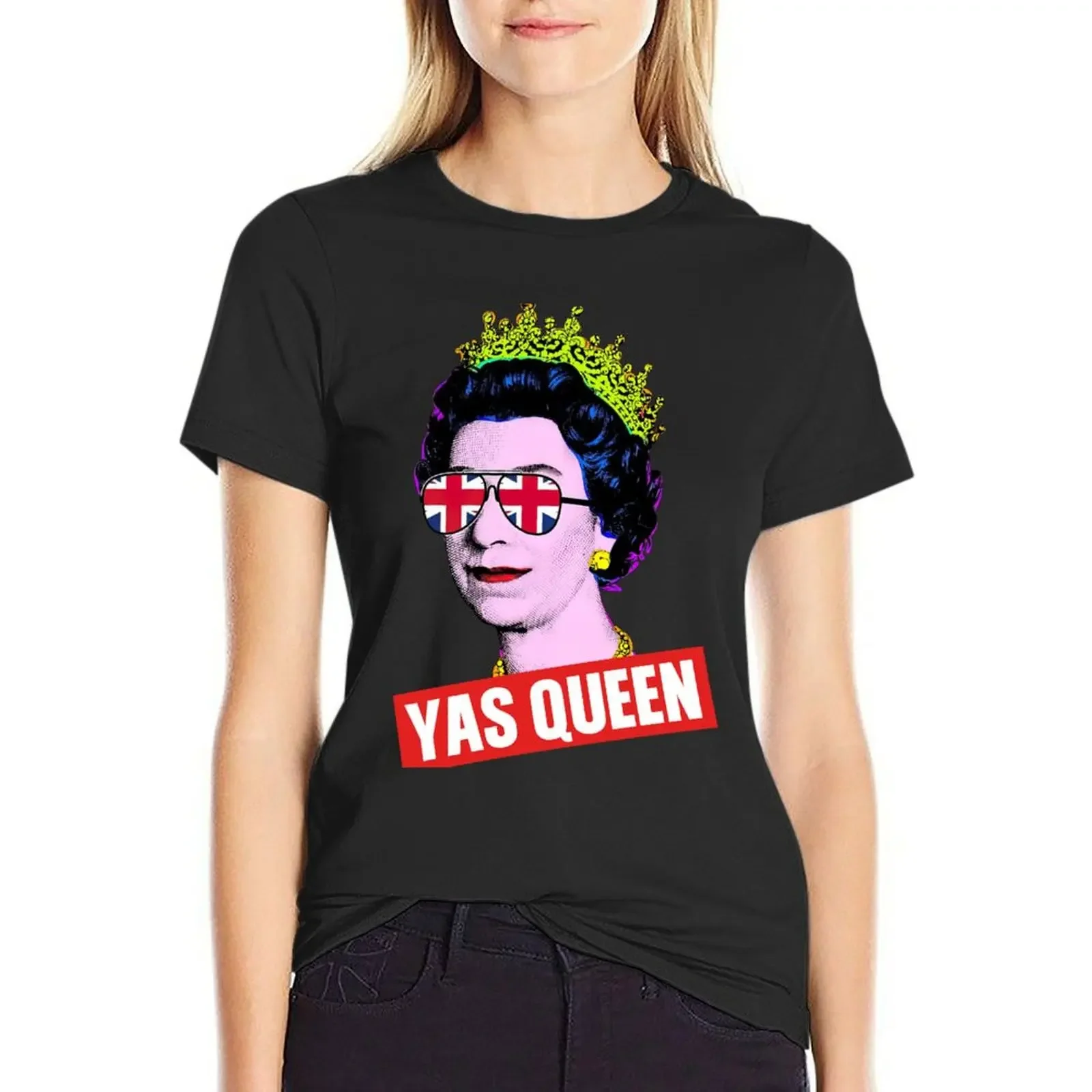 

Sunglasses Queen Pop Art Young Queen Her Royal T-Shirt animal prinfor hippie clothes plus size tops animal print t shirt Women