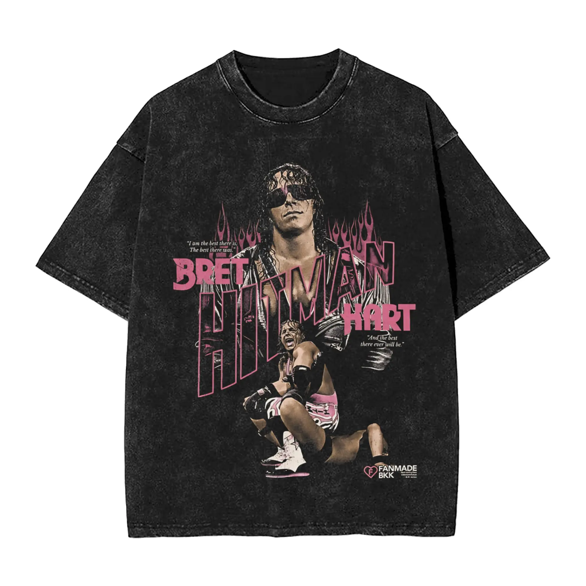 

Hitman Legacy- Bret Hart Washed футболки уличная одежда хип-хоп новые футболки футболки мужские женские с коротким рукавом High Street