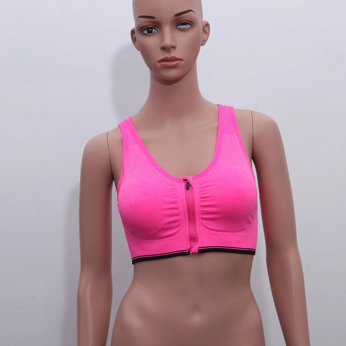 

Wireless Shockproof Sports Bra Front Zipper Padded Yoga Vest Running Fitness Workout Rosy Size M Breathable Sweat Absorption