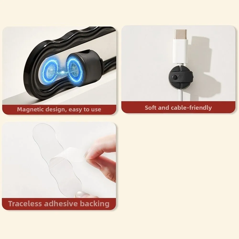 Durable Magnetic Magnetic Cable Organizer Self Adhesive ABS Charging Cable Holder Cable Organizer
