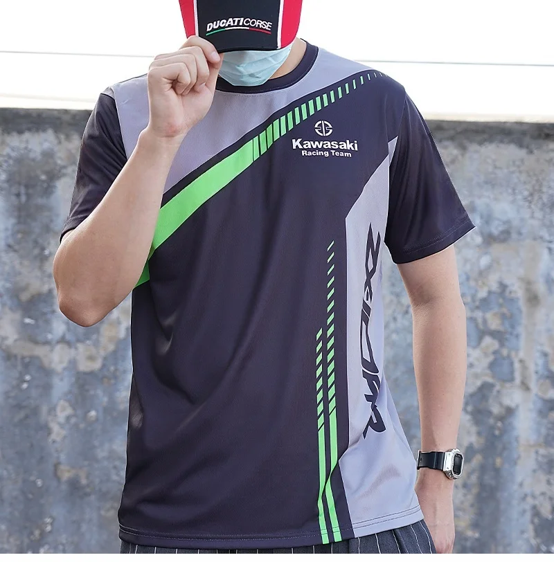 

Kawasaki Motorcycle Racing Team Printed Men Women Crew Neck Short Sleeved Loose Moto Fans Vintage Motocross Streetwear T-Shirt