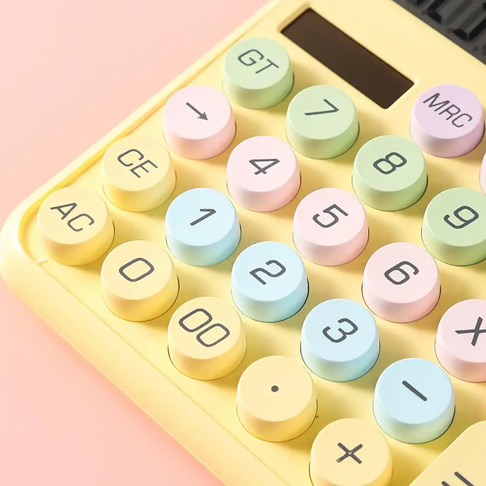 Business Calculator Typewriter Style Calculator with Lcd Display Round Office Calculator Cute 12-digit Basic for Everyday Use