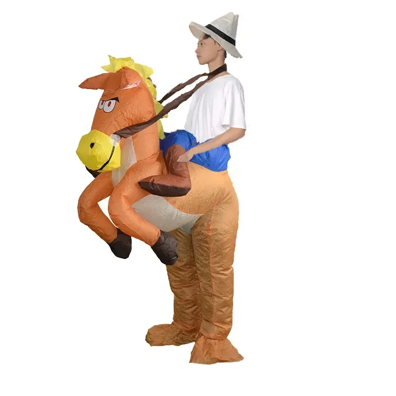 

New 2025 Cowboy Riding Inflatable Live Jumping Horse Party Performance Cartoon Props Doll Costume Jazz Hors eqs9X